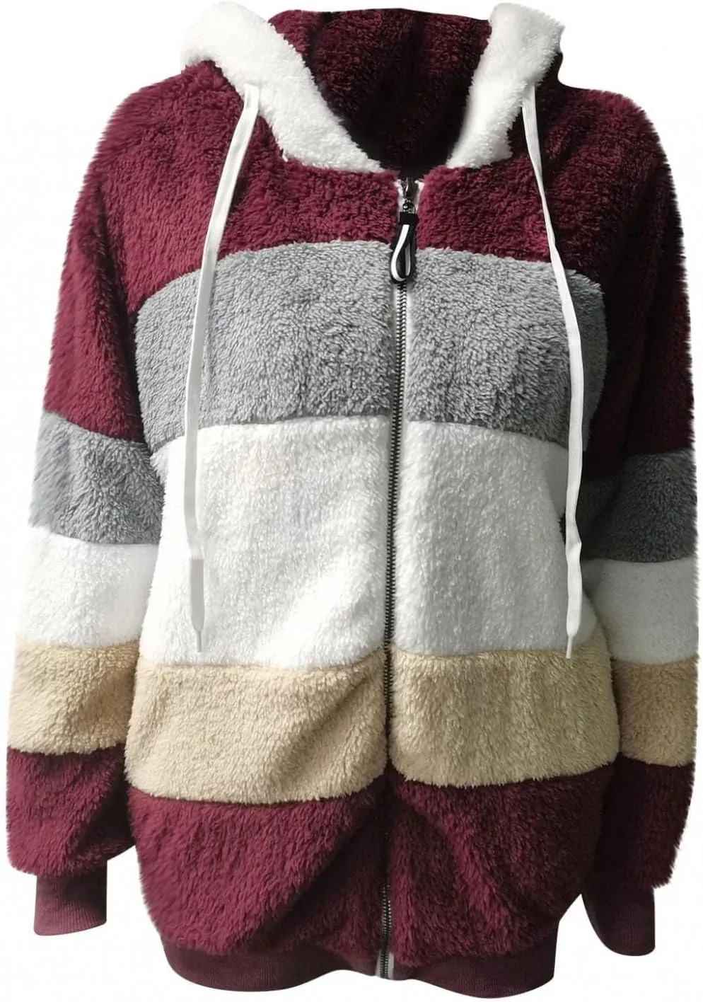 TIAFORD Women's Sherpa Jacket Fuzzy Fleece Zip Up Hoodie Oversized Jackets Winter Warm Fluffy Coat with Pockets