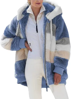 TIAFORD Women's Sherpa Jacket Fuzzy Fleece Zip Up Hoodie Oversized Jackets Winter Warm Fluffy Coat with Pockets
