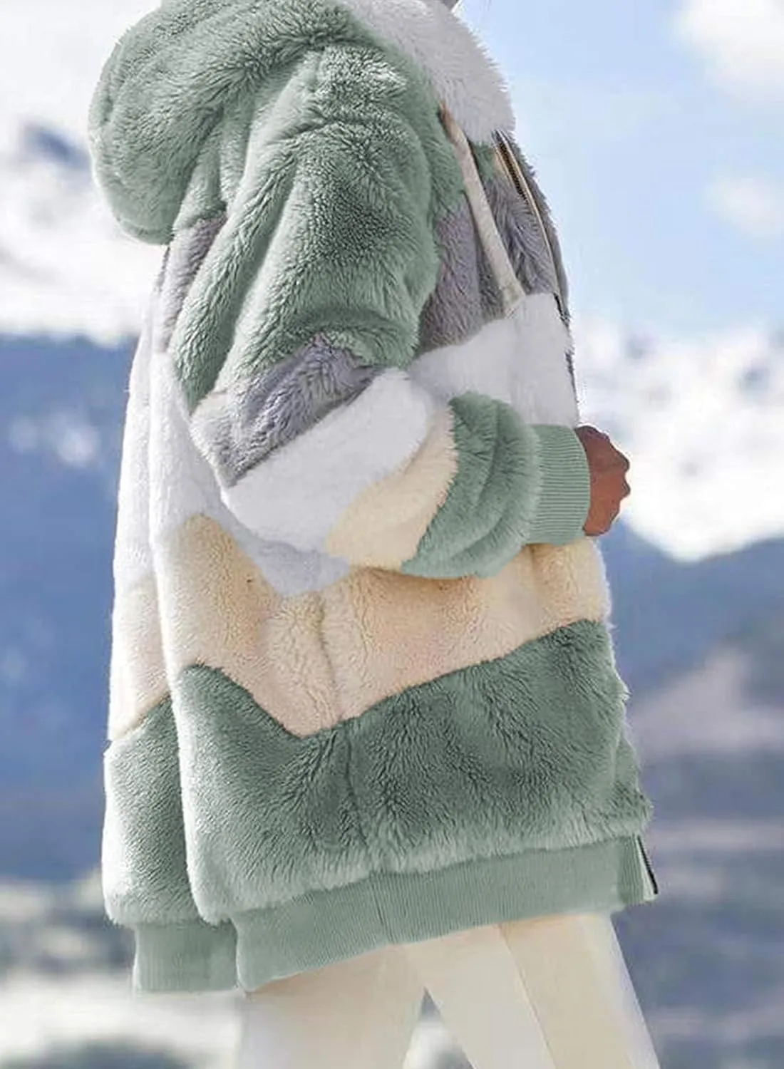 TIAFORD Women's Sherpa Jacket Fuzzy Fleece Zip Up Hoodie Oversized Jackets Winter Warm Fluffy Coat with Pockets