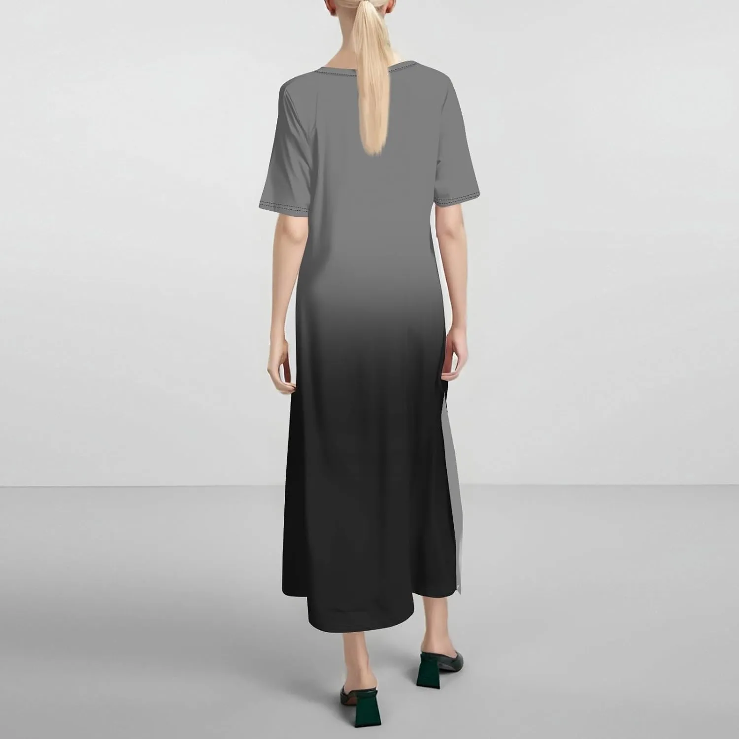 Tshirt Dress Women with Pockets Short Sleeve Side Slit Summer Midi Dresses Scoop Neck Beach Vacation Dresses