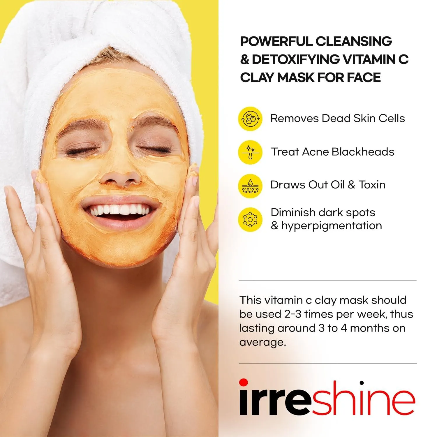 Turmeric Vitamin C Clay Mask: Turmeric Face Mask Vitamin C Clay Mask Clay Mask for Face Clay Face Mask - Vitamin C Clay Mask with Turmeric Vitamin C Face Mask 5.07Oz/150Ml