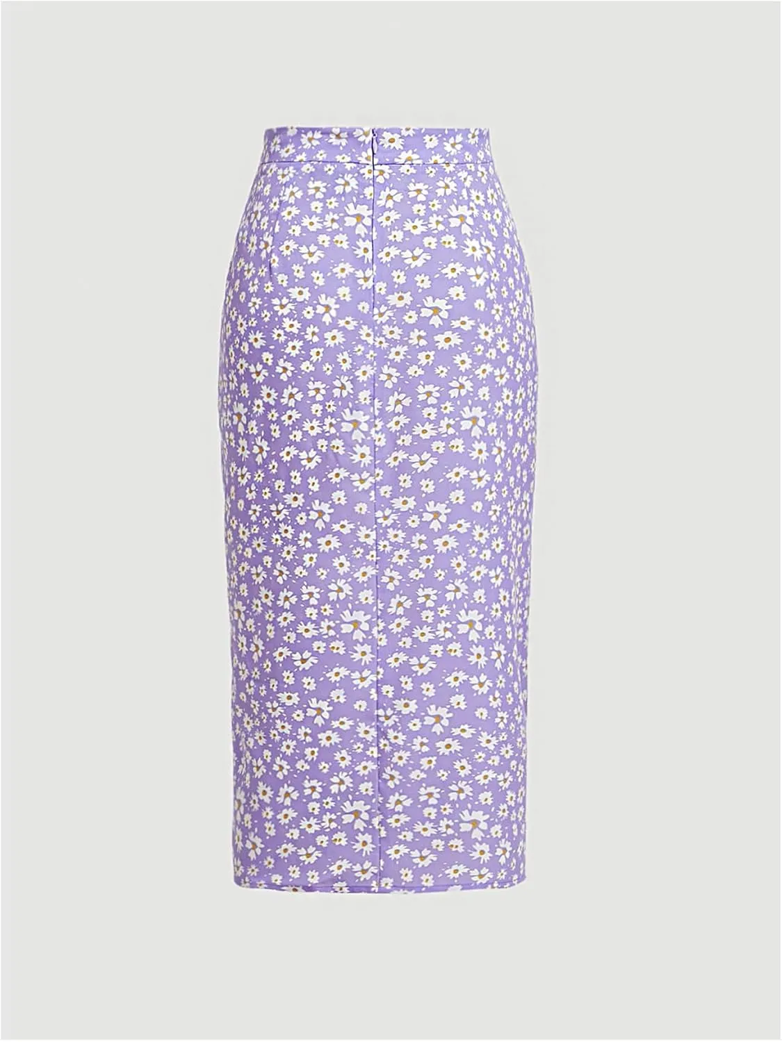 Verdusa Women's Ditsy Floral Print Ruched Skirt Split Thigh Casual Long Skirts