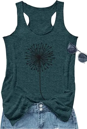 Vintage Mandala Graphic Tank Tops for Women Summer Beach Graphic Loose Tanks Vest USA Flag Vacation Racerback Tank Cami
