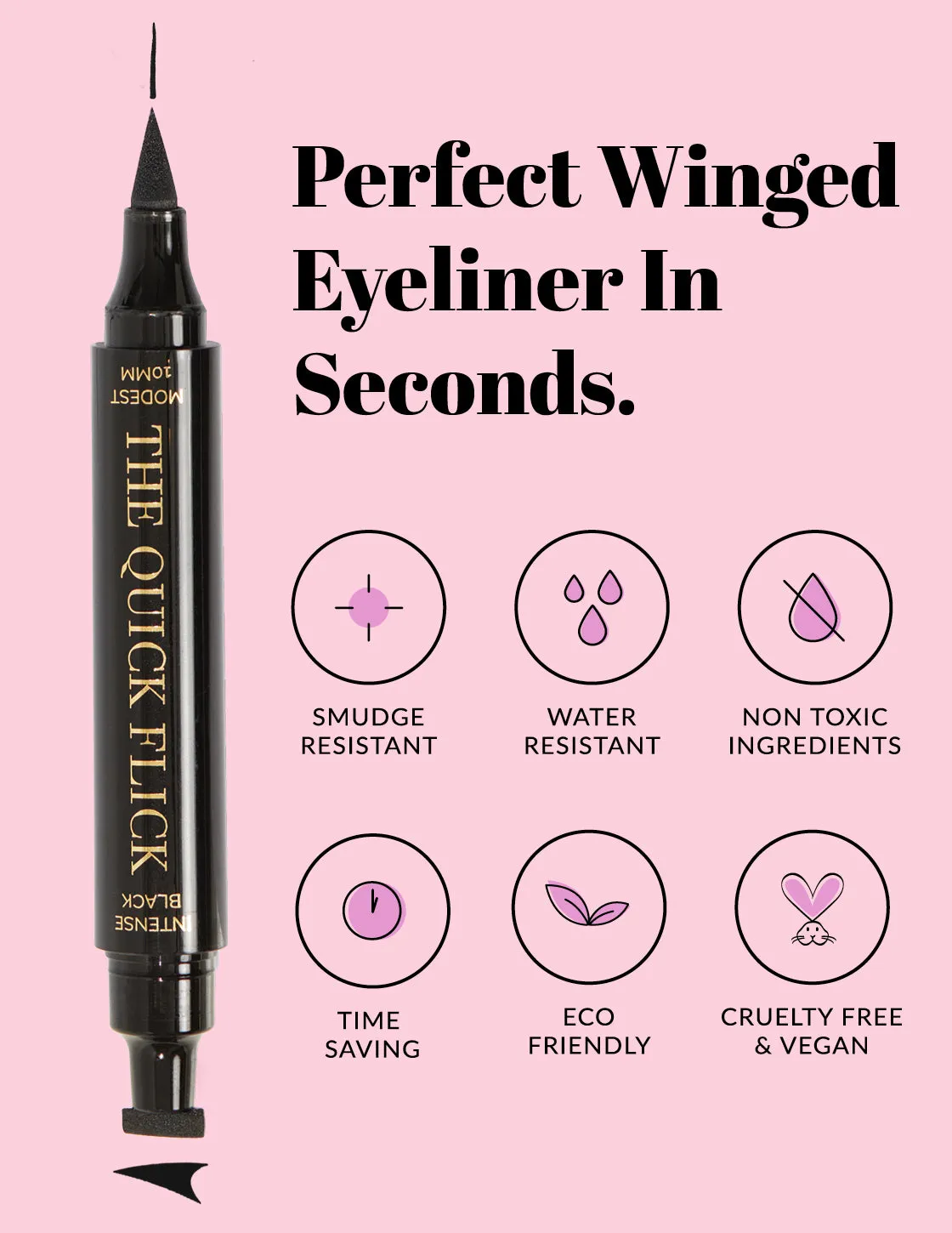 Winged Eyeliner Stamp / 4 Sizes - Intense Black