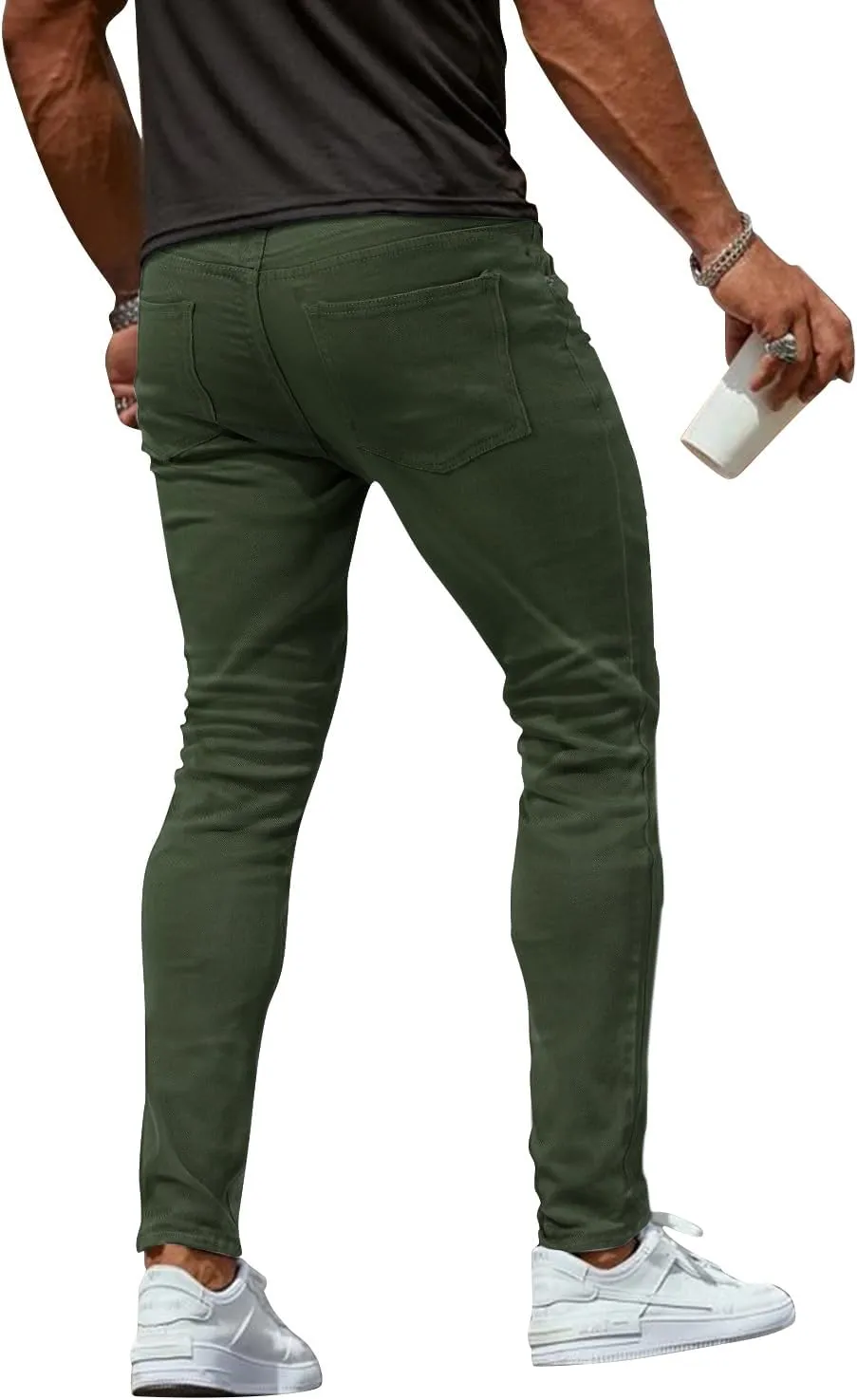 Woenzaia Mens Jeans Slim Fit Skinny Denim Stretch Tapered Jean Pants