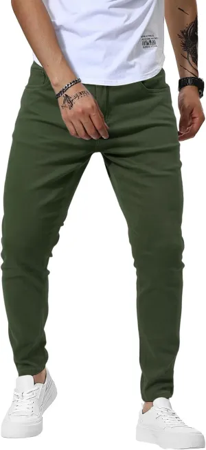 Woenzaia Mens Jeans Slim Fit Skinny Denim Stretch Tapered Jean Pants