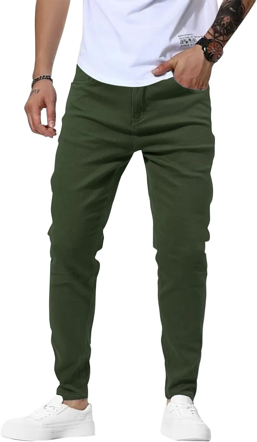 Woenzaia Mens Jeans Slim Fit Skinny Denim Stretch Tapered Jean Pants