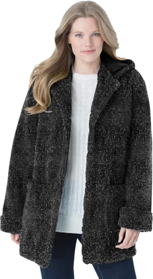 Woman Within Plus Size Hooded Berber Fleece Jacket