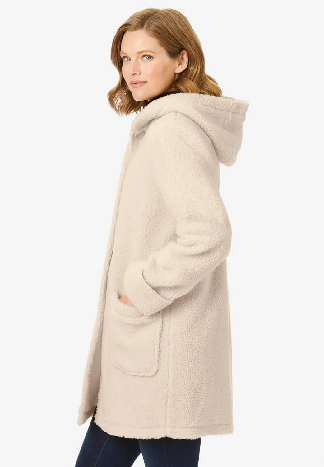 Woman Within Plus Size Hooded Berber Fleece Jacket