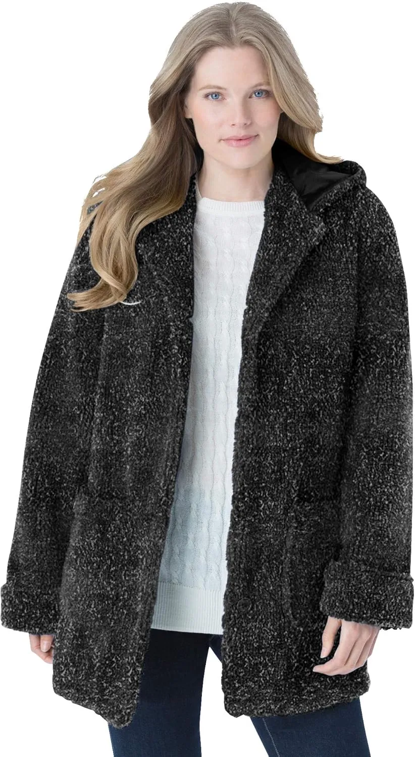 Woman Within Plus Size Hooded Berber Fleece Jacket
