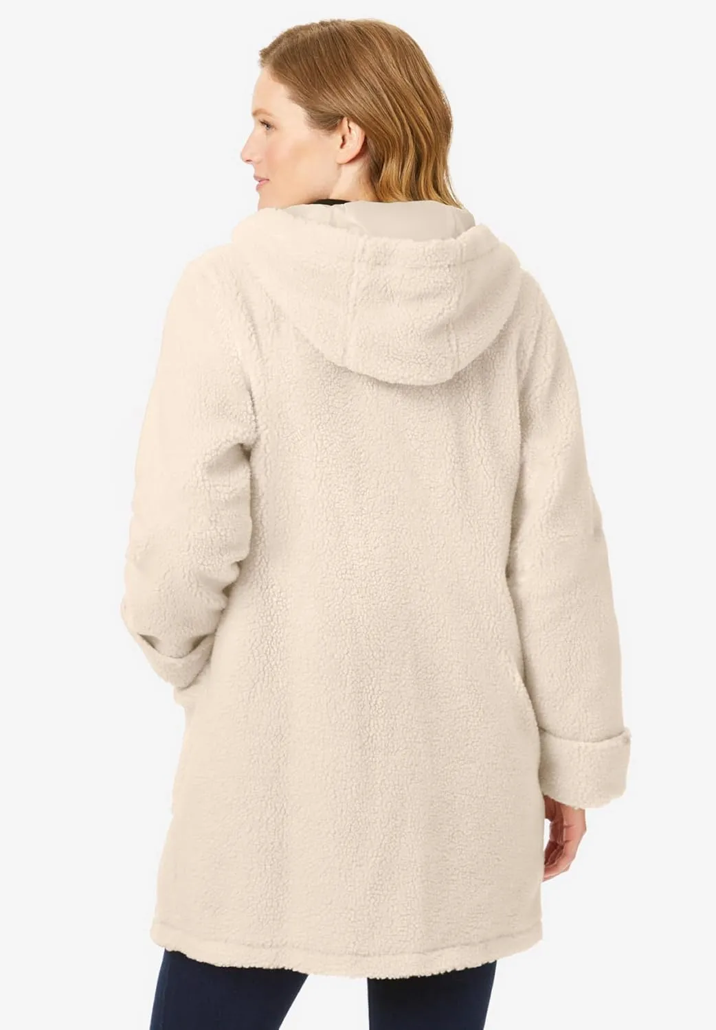 Woman Within Plus Size Hooded Berber Fleece Jacket