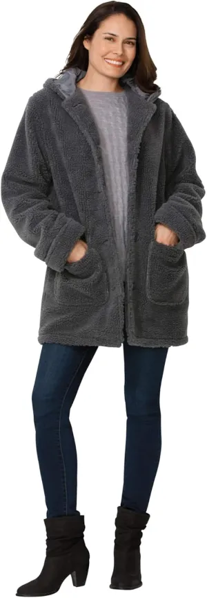 Woman Within Plus Size Hooded Berber Fleece Jacket