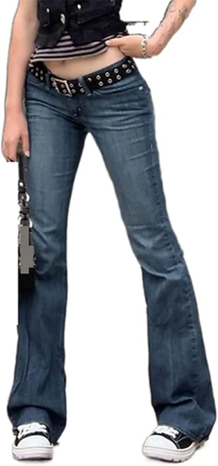 Women Baggy Jeans Y2K High Waist Straight Pants Vintage Wide Leg Denim Trousers Streetwear