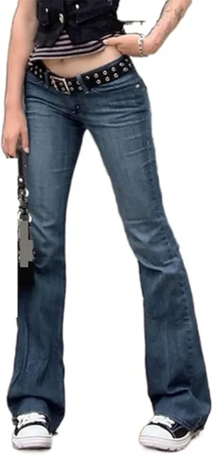 Women Baggy Jeans Y2K High Waist Straight Pants Vintage Wide Leg Denim Trousers Streetwear