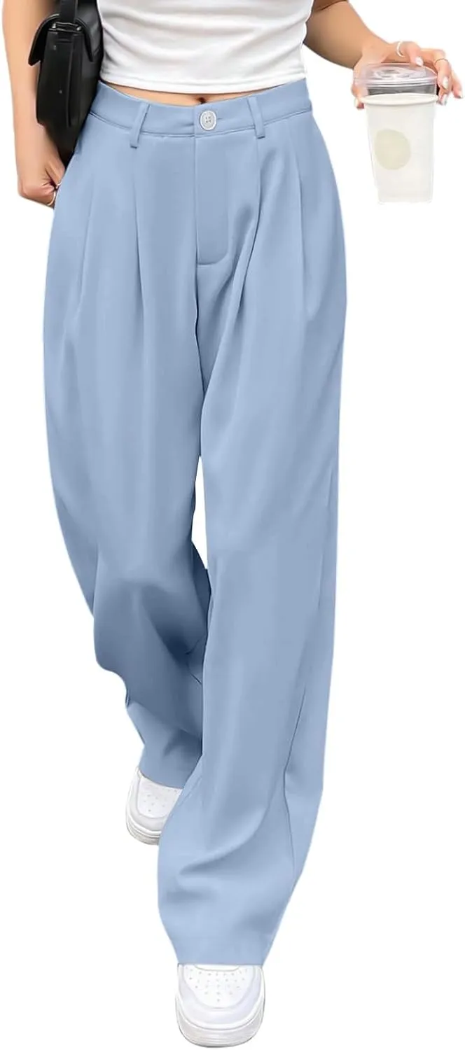 Women Linen Blend Summer Cropped Palazzo Lounge Pants Elastic Waisted Lounge Pants Slim-Fit Trousers Office