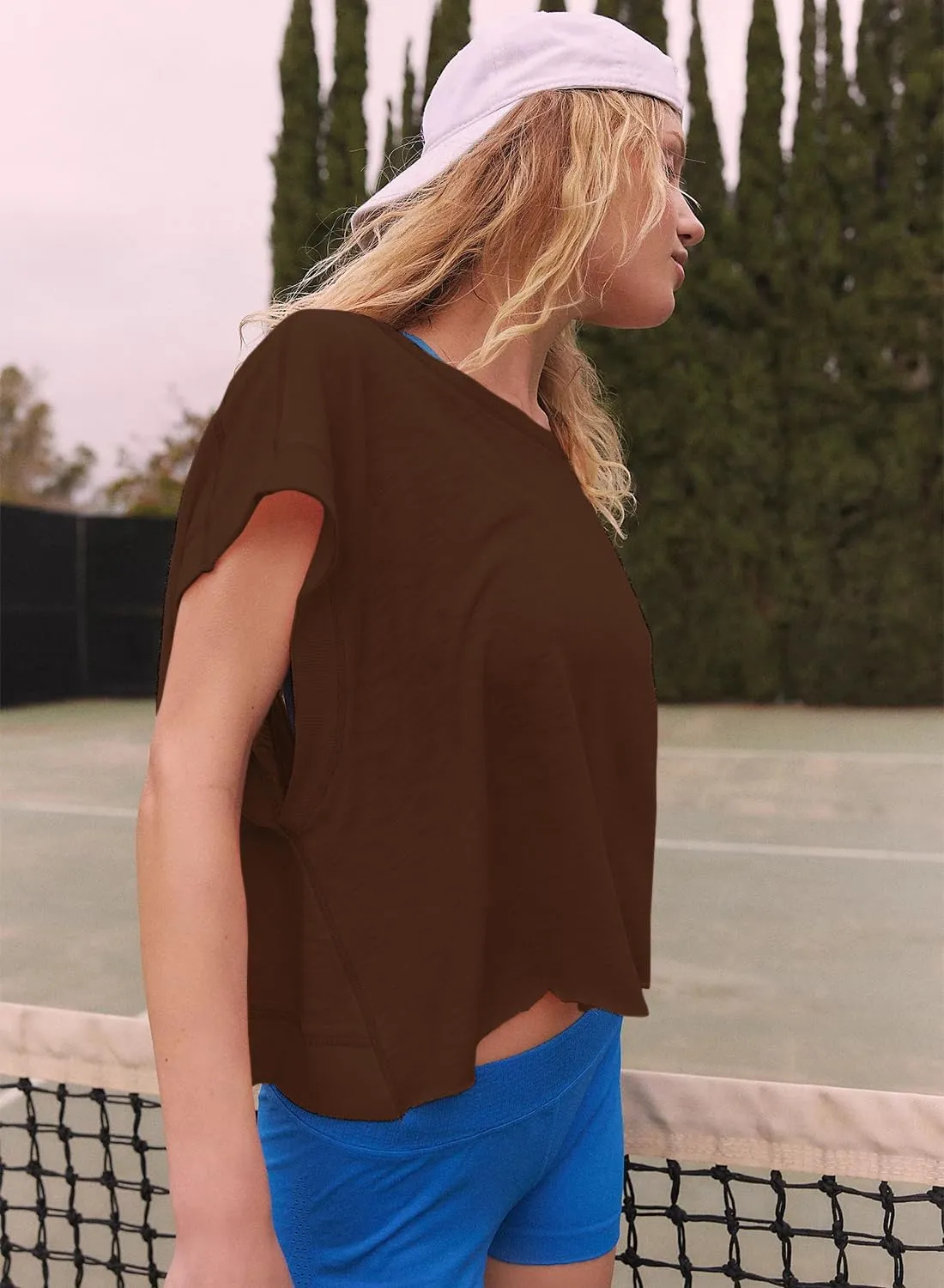 Women Short Sleeve Workout Shirts Open Back Tops Casual Yoga Y2k Athletic Gym Slouchy Crop Running Tees