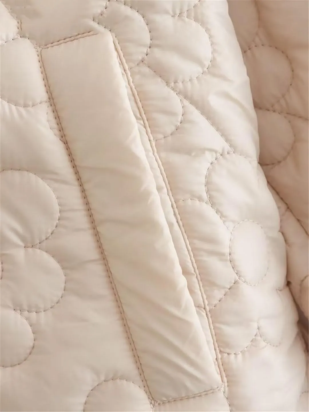 Women Stand Collar Flower Pattern Cotton Padded Jacket Coat Female Pockets Outerwear Button Tops