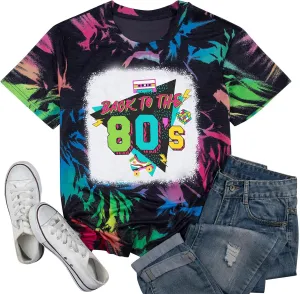 Women Vintage 80s Shirts I Love The 80's Graphic Tshirt Neon 80s Theme Party Birthday Retro Outfits Short Sleeve Tee Tops