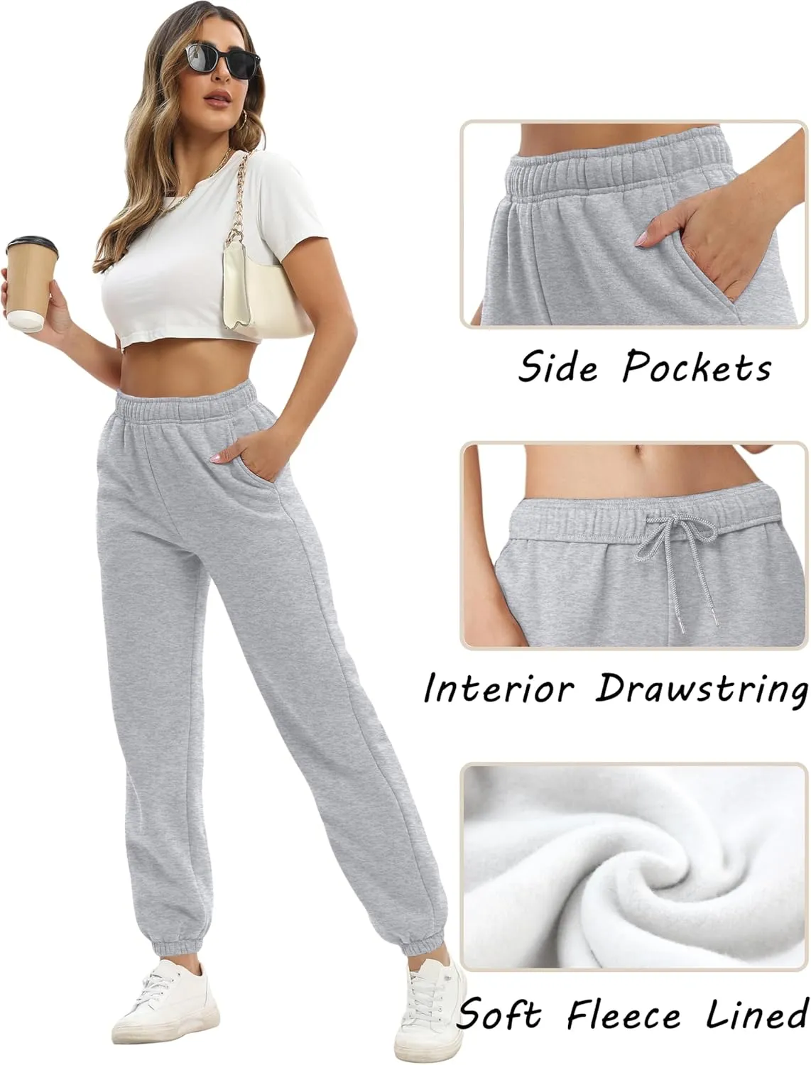 Women's Casual Fleece Sweatpants High Waisted Cinch Bottom Lounge Baggy Joggers Pants