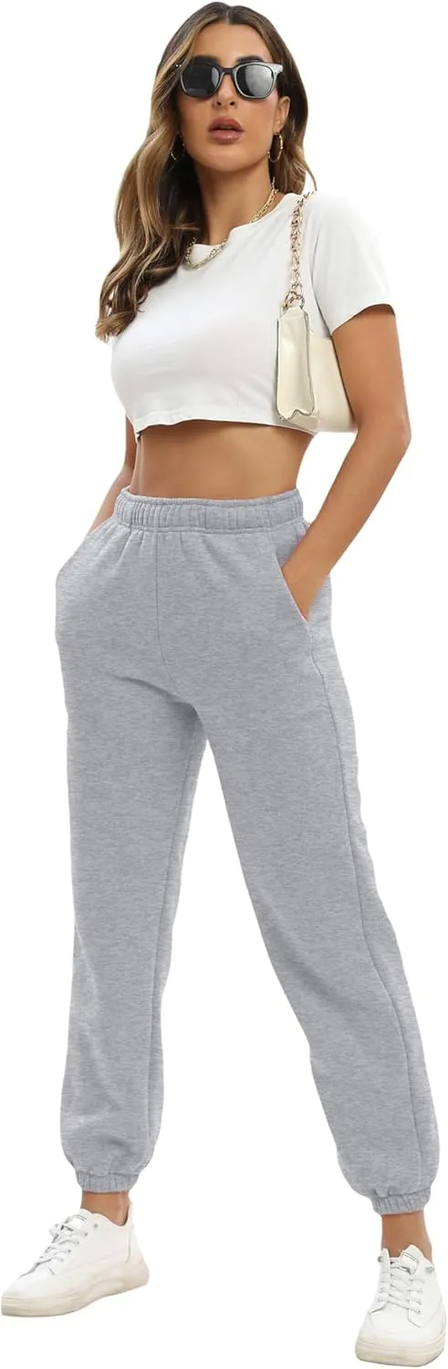Women's Casual Fleece Sweatpants High Waisted Cinch Bottom Lounge Baggy Joggers Pants