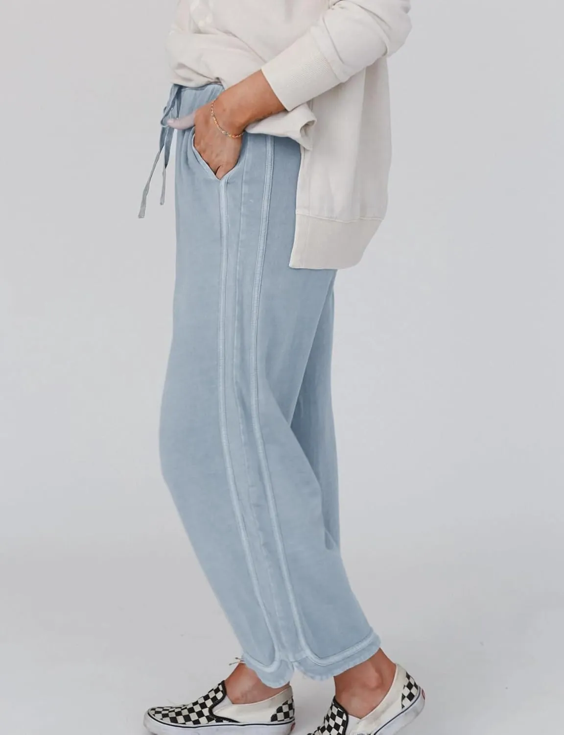 Women's Casual Wide Leg Pants High Waist Drawstring Sweatpants Baggy Athletic Trousers with Pockets