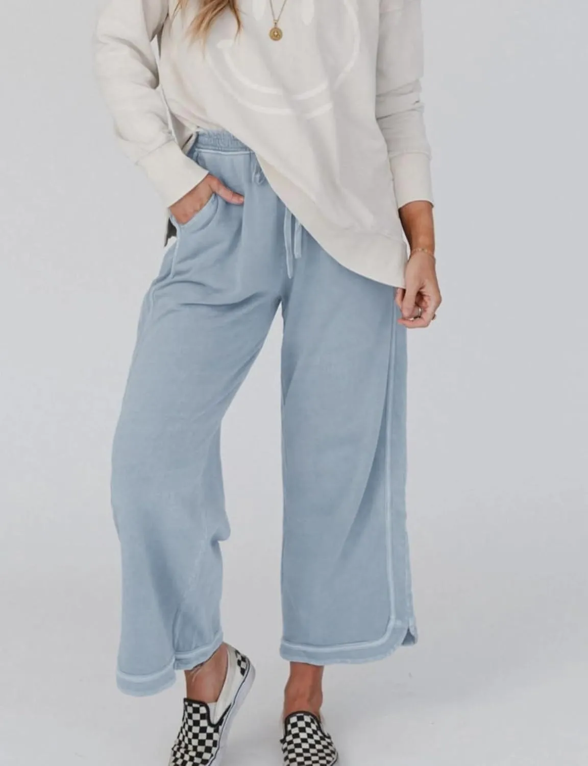 Women's Casual Wide Leg Pants High Waist Drawstring Sweatpants Baggy Athletic Trousers with Pockets