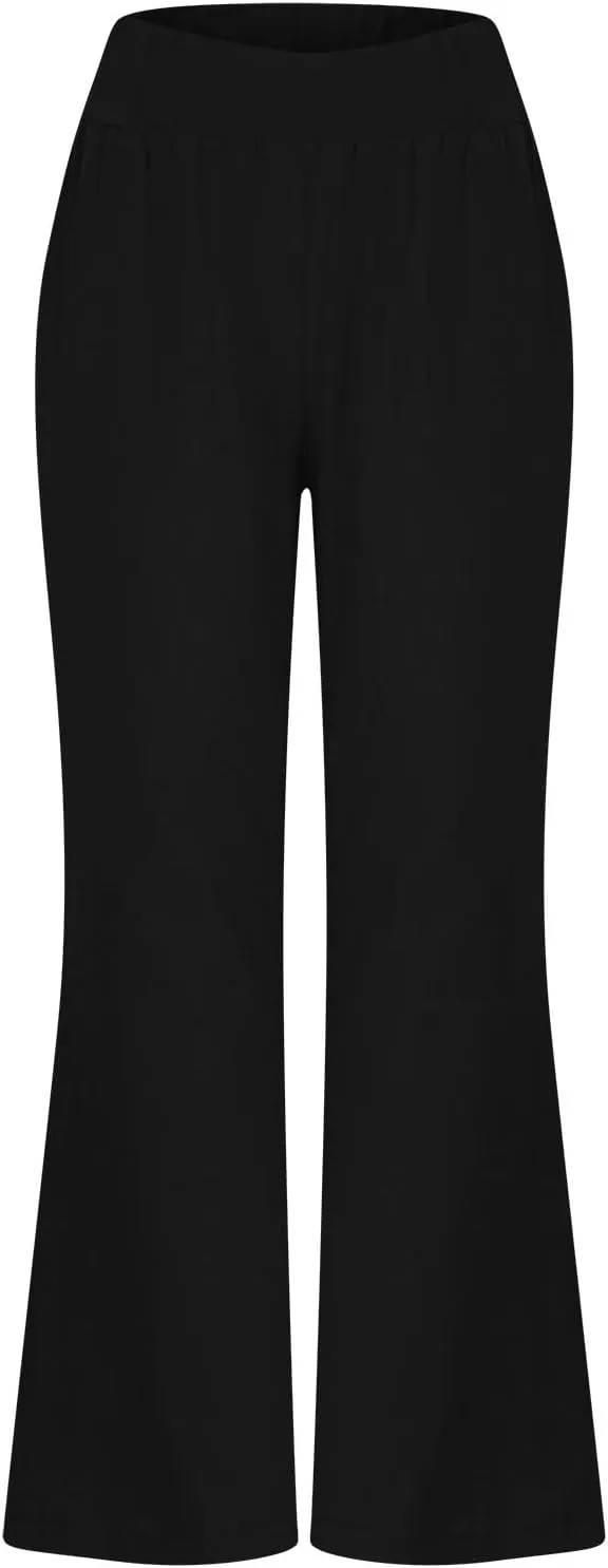 Womens Cotton Linen Summer Y2K Fashion Pants Low Waist Ankle Length Slim-Fit Pant Trousers Office