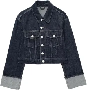 Women's Denim Jacket Coat   High Waisted Wide Leg Jeans Trouser Set