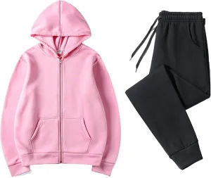 Women's Fashion Outfits Long Sleeve Crewneck Color Block Outfit Sweatshirt and Wide Leg Sweatpant Sweatsuits