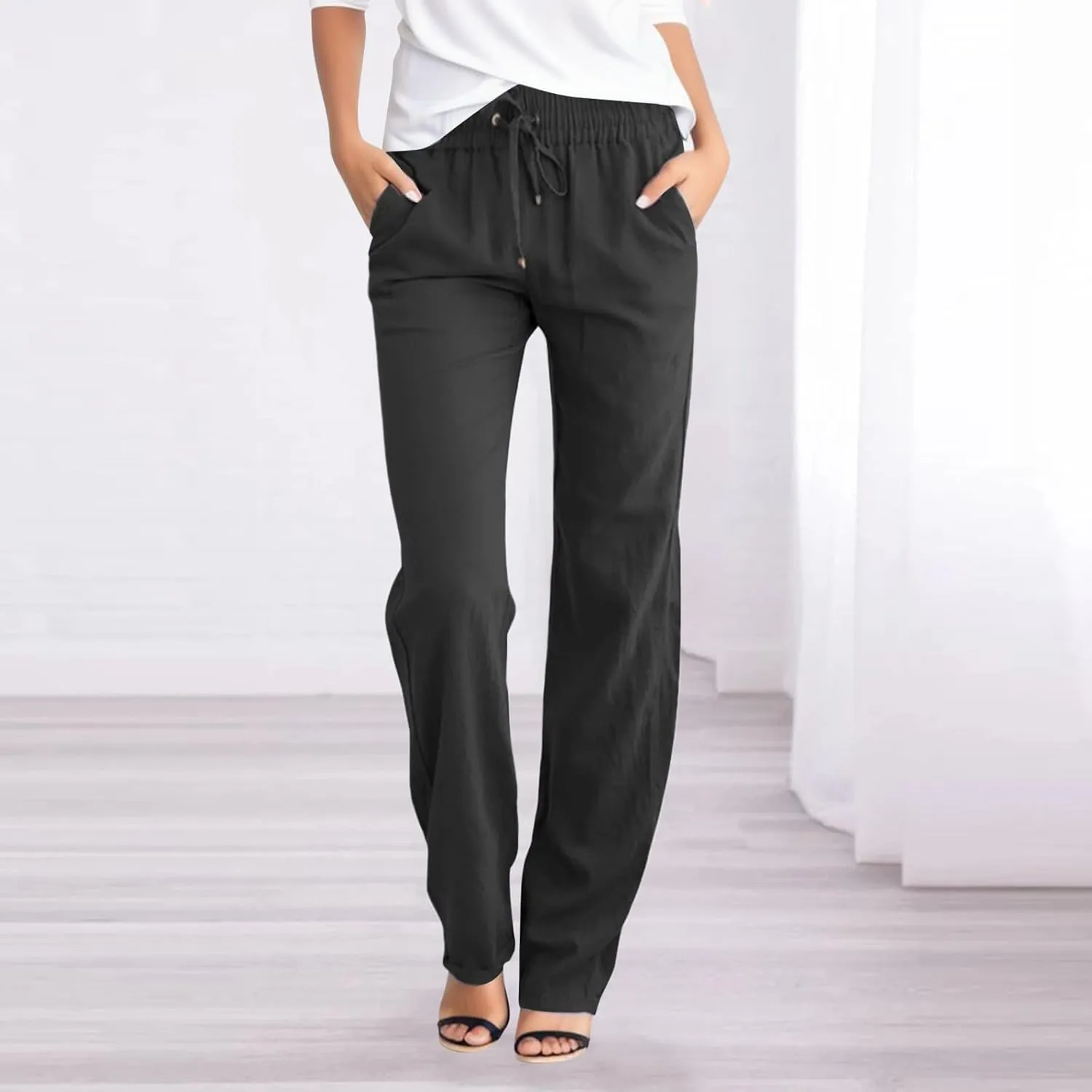 Women's Fleece Lined Hiking Pants Winter Casual Vacation Thermal with Pockets Straight Leg High Waisted