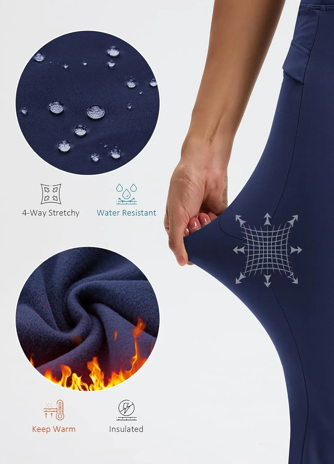 Women's Fleece Lined Pants Straight Leg Thermal Sweatpants Water Resistant Hiking Yoga Dress Pants Flare Leggings
