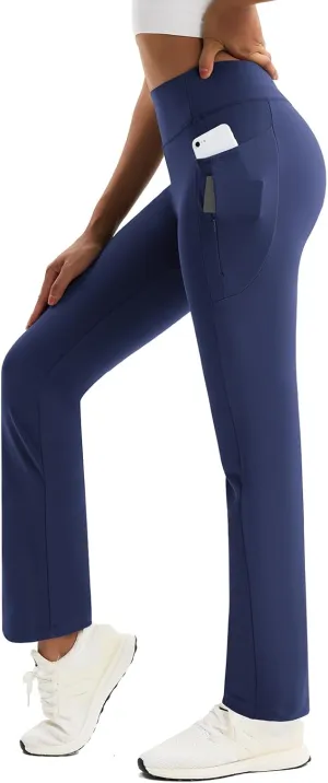 Women's Fleece Lined Pants Straight Leg Thermal Sweatpants Water Resistant Hiking Yoga Dress Pants Flare Leggings