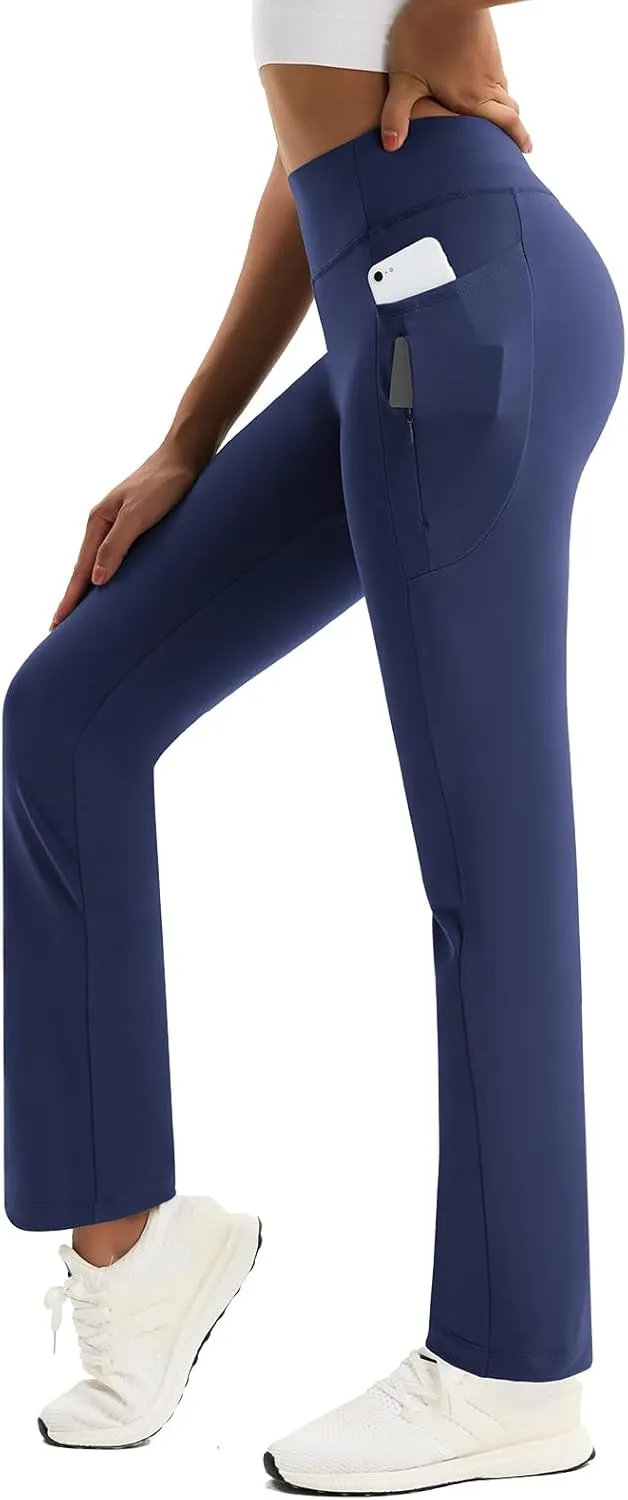 Women's Fleece Lined Pants Straight Leg Thermal Sweatpants Water Resistant Hiking Yoga Dress Pants Flare Leggings