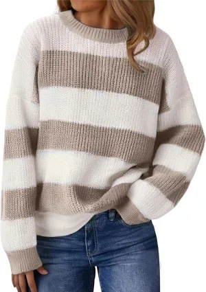 Womens Lightweight Oversized Cute Color Block Sweater Spring 2025 Trendy Waffle Knit Crew Neck Thin Pullover Tops