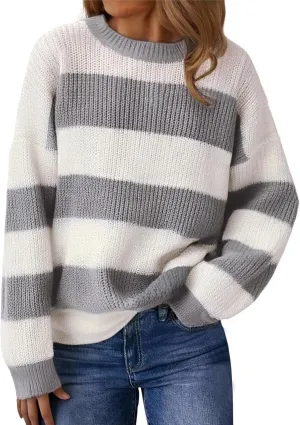 Womens Lightweight Oversized Cute Color Block Sweater Spring 2025 Trendy Waffle Knit Crew Neck Thin Pullover Tops
