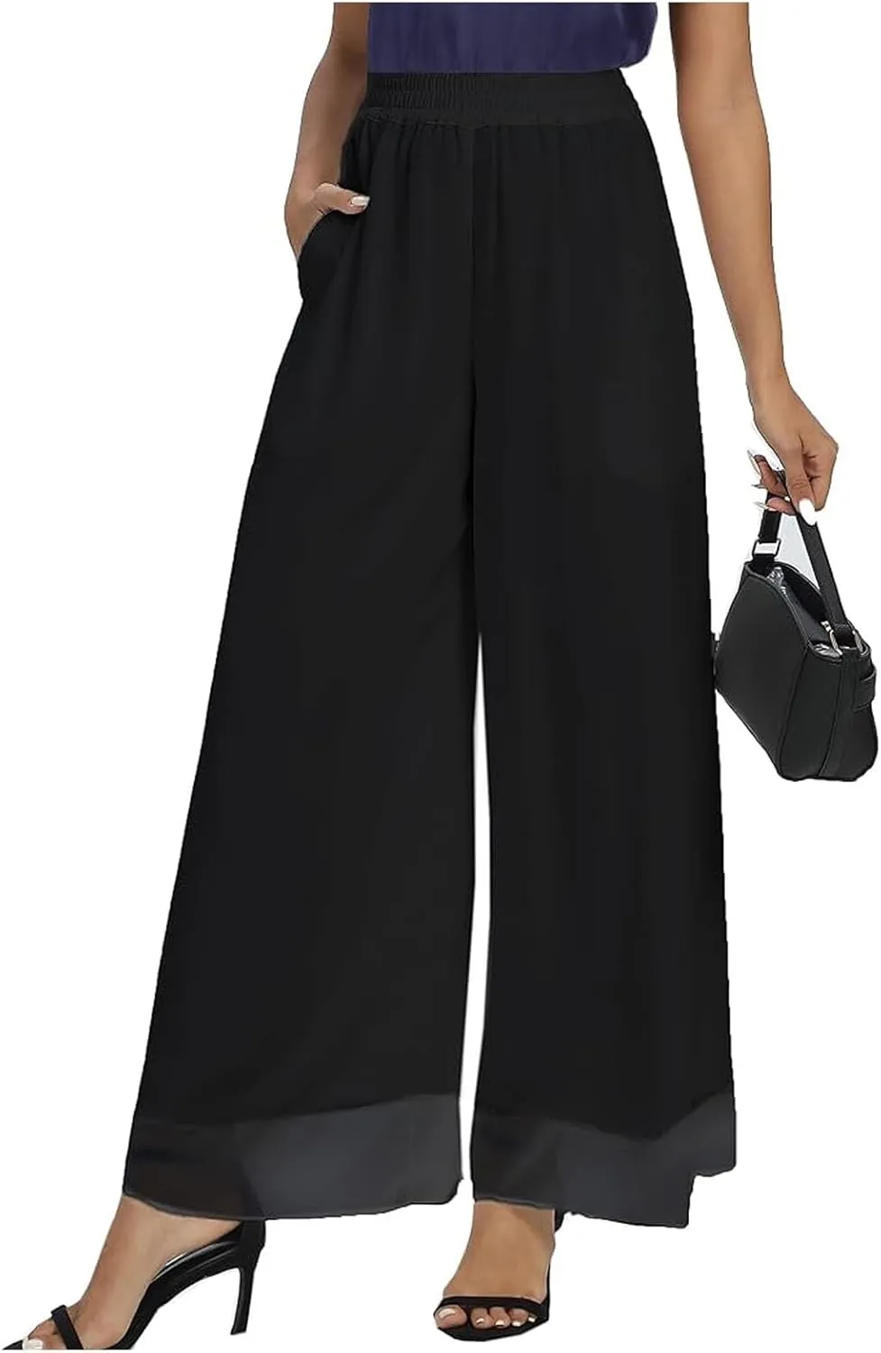 Womens Linen Summer Tie Knot Pants High Waist Stretchy Straight Plus Size Palazzo Pants Travel