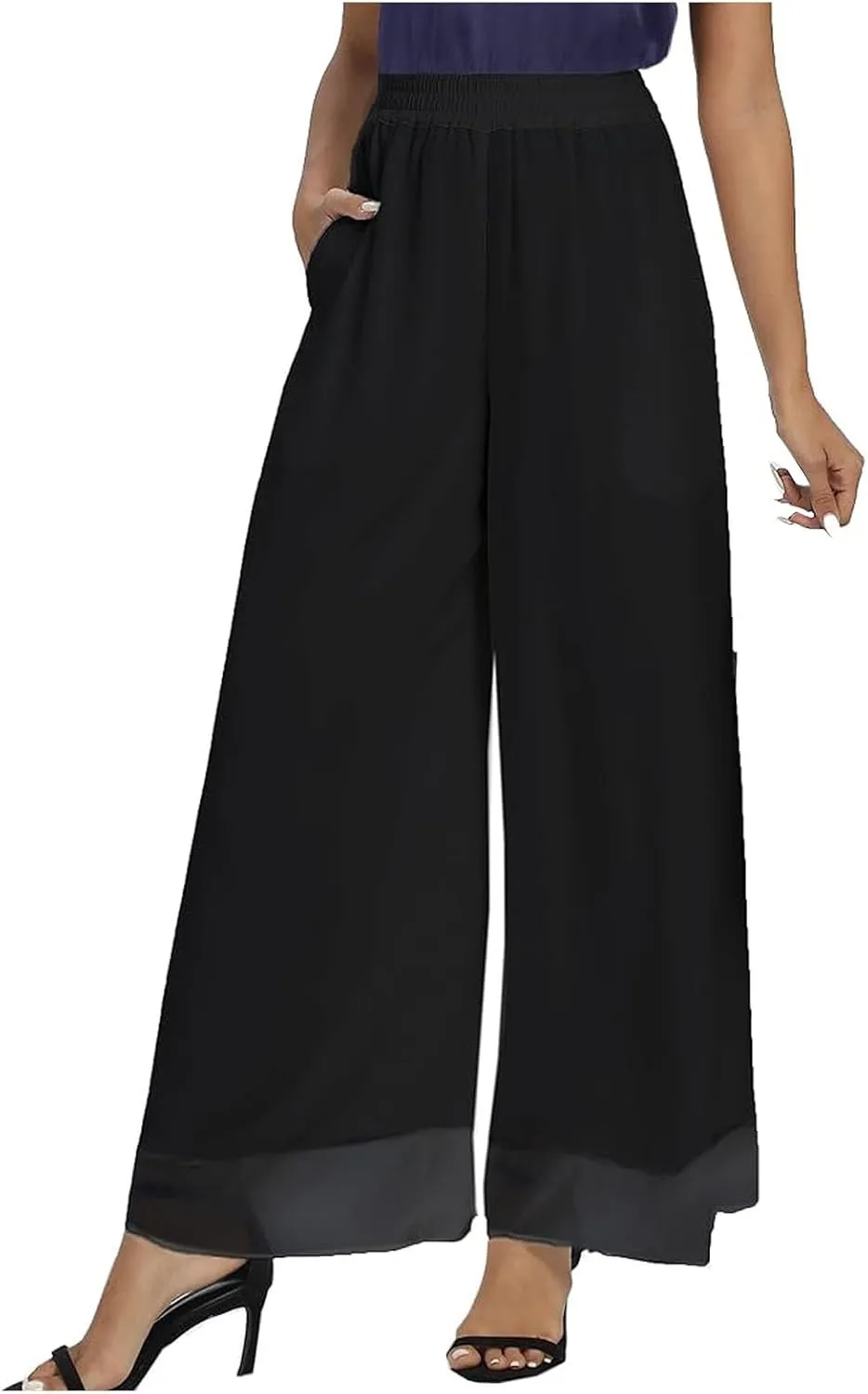 Womens Linen Summer Tie Knot Pants High Waist Stretchy Straight Plus Size Palazzo Pants Travel