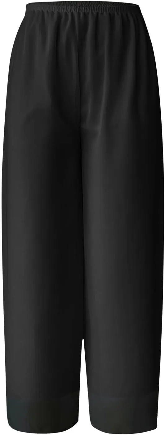 Womens Linen Summer Tie Knot Pants High Waist Stretchy Straight Plus Size Palazzo Pants Travel