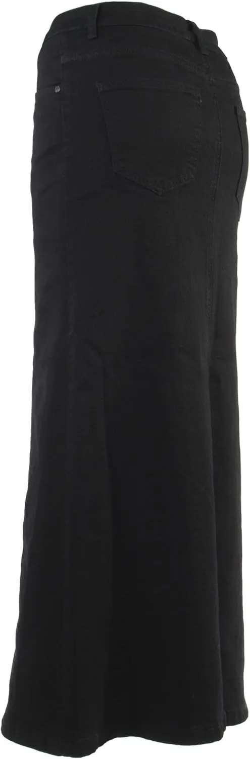 Womens Plus/Junior Size Mid Rise A-Line Long Jeans Maxi Denim Skirt