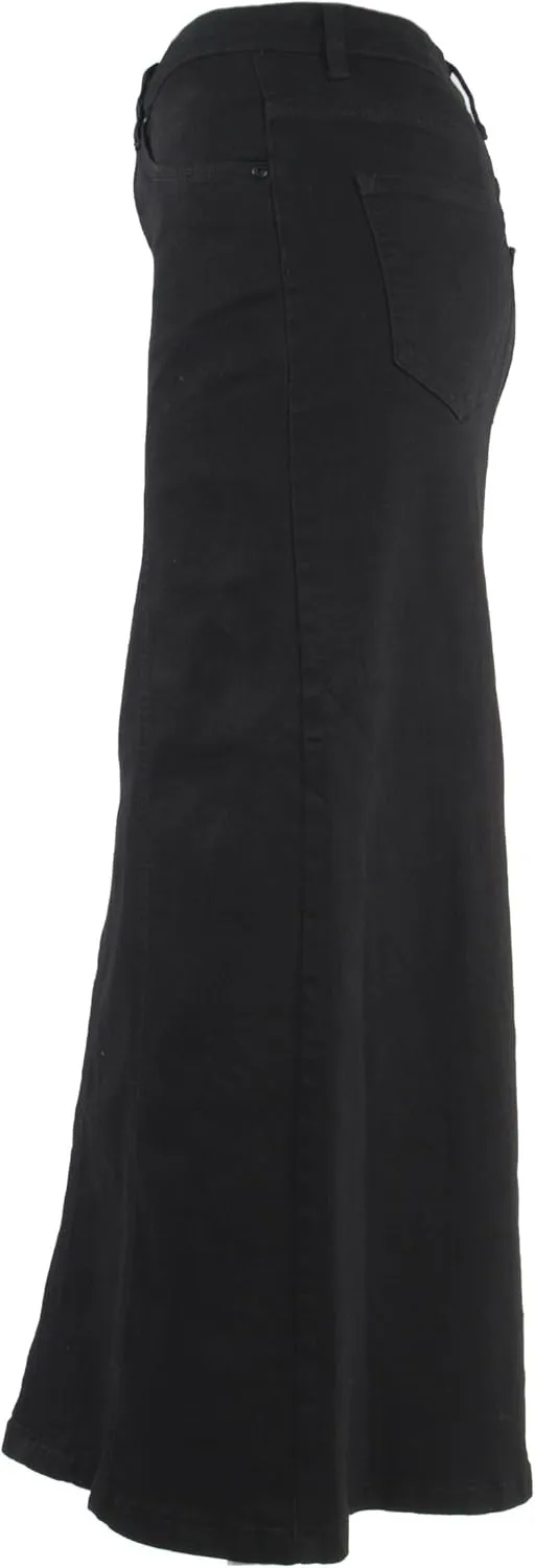 Womens Plus/Junior Size Mid Rise A-Line Long Jeans Maxi Denim Skirt