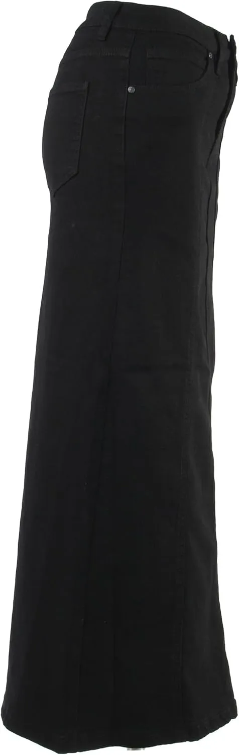 Womens Plus/Junior Size Mid Rise A-Line Long Jeans Maxi Denim Skirt