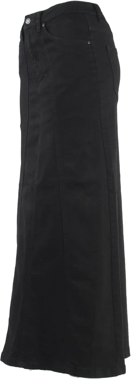 Womens Plus/Junior Size Mid Rise A-Line Long Jeans Maxi Denim Skirt