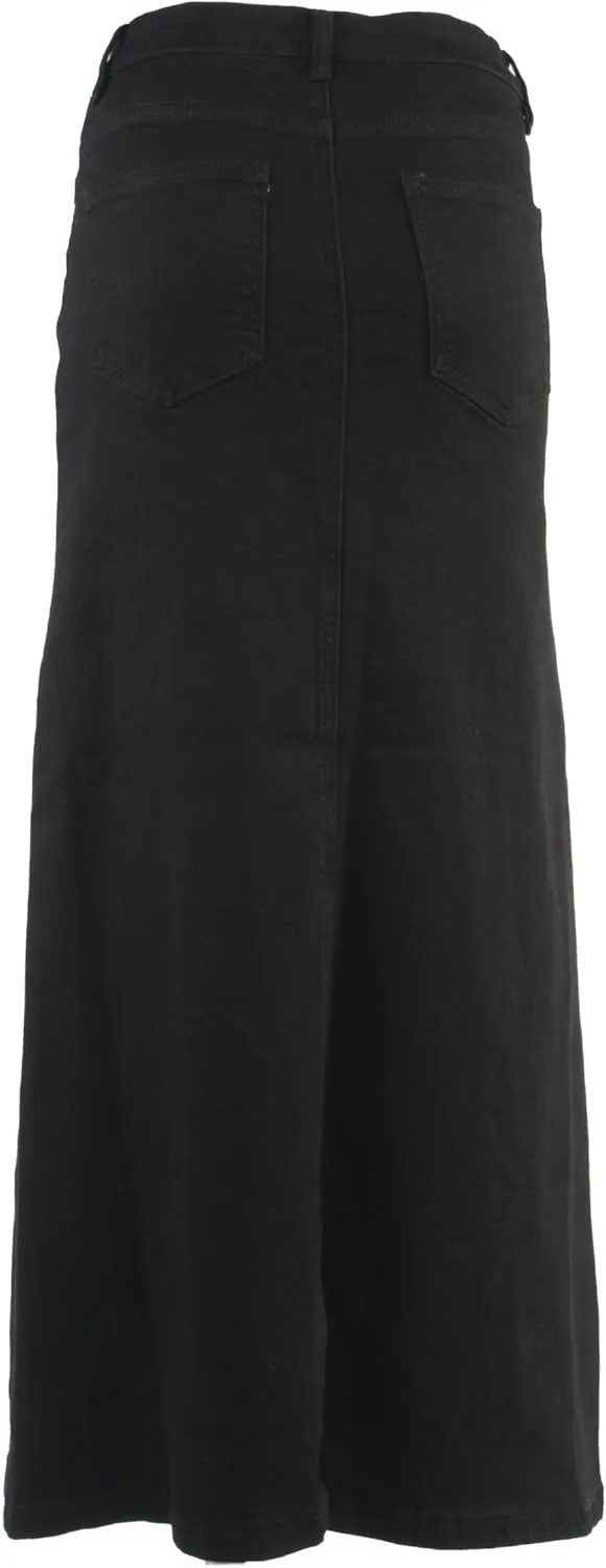 Womens Plus/Junior Size Mid Rise A-Line Long Jeans Maxi Denim Skirt
