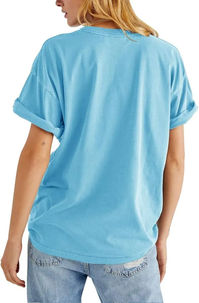 Womens Rose Graphic Tee T Shirt Loose Fit Summer Short Sleeve Casual Boyfriend Crew Neck Tops