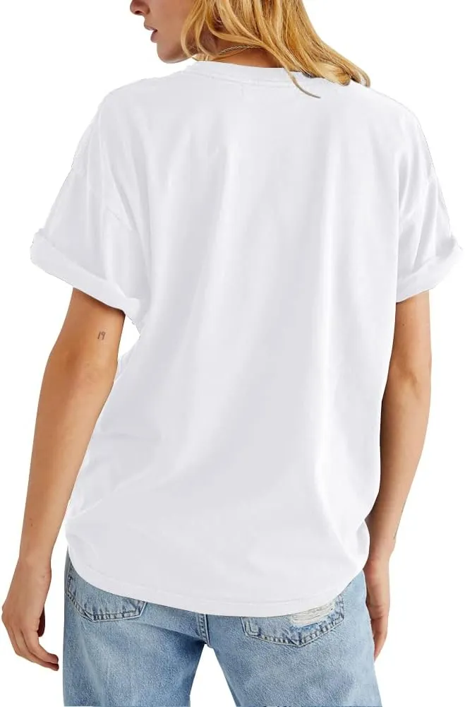 Womens Rose Graphic Tee T Shirt Loose Fit Summer Short Sleeve Casual Boyfriend Crew Neck Tops