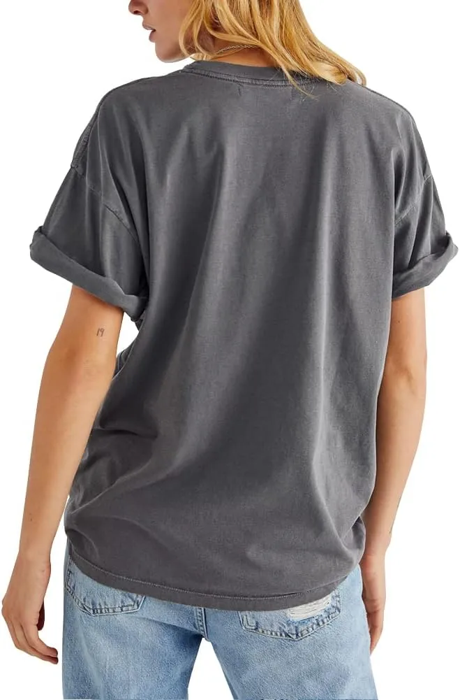 Womens Rose Graphic Tee T Shirt Loose Fit Summer Short Sleeve Casual Boyfriend Crew Neck Tops
