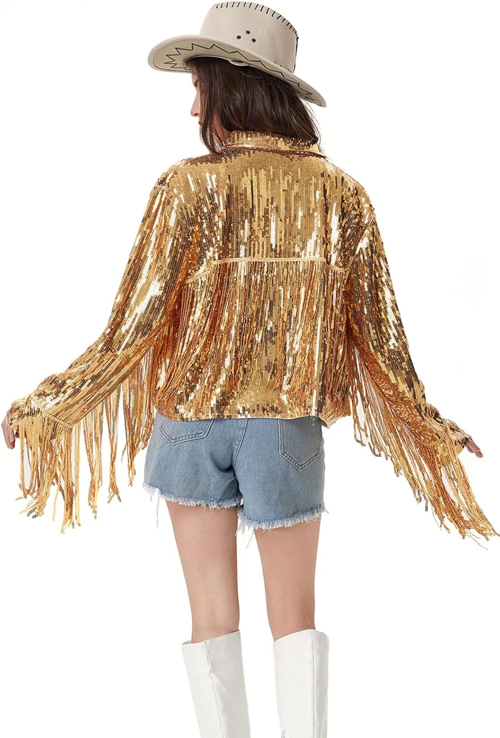 Women's Sequin Jacket Long Sleeve OpenZipper Fahion Shiny Glitter Sparkly Bomber Jackets