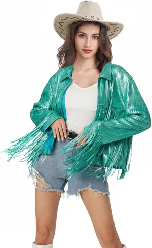 Women's Sequin Jacket Long Sleeve OpenZipper Fahion Shiny Glitter Sparkly Bomber Jackets
