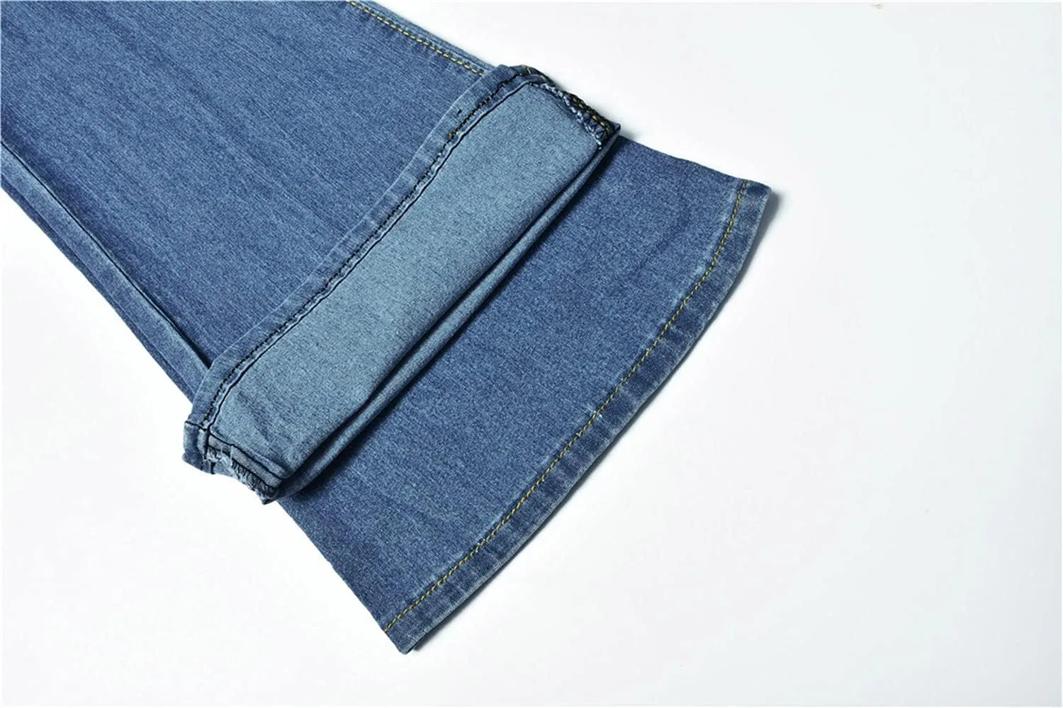 Women's Single-Breasted High Waist Jeans Bell Bottom Vintage Denim Trousers Hip Lift Boot Cut Stretchy Skinnydenim Pants