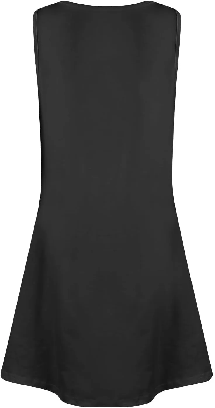 Womens Summer Dresses 2025 Casual Sleeveless Floral Print Tank Sundress Loose Beach Cover Up with Pocket